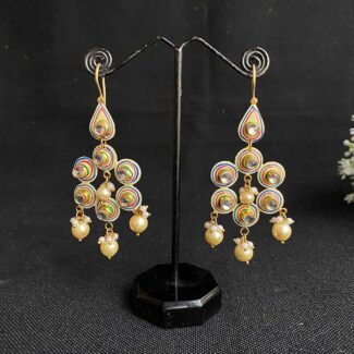 Handpainted Earring With Jadau Work And Pearls