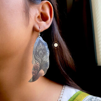 'Ethereal Feather' Engraved Earring