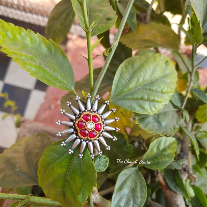 Sterling Silver Kundan Festive Ring