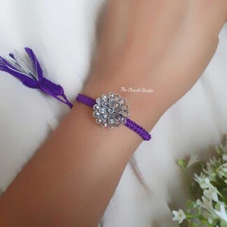 Sterling Silver Glass Stone Rakhi (Purple)