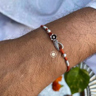 Sterling Silver 'Phool Patti' Rakhi (Brown)