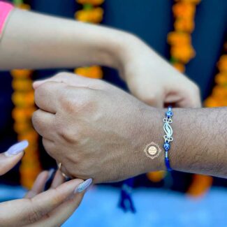 Sterling Silver 'Strong Bond' Rakhi (Blue)