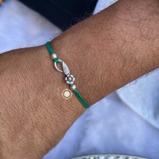 Sterling Silver 'Phool Patti' Rakhi (Green)