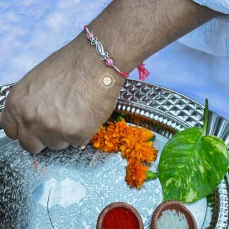 Sterling Silver 'Strong Bond' Rakhi (Pink)