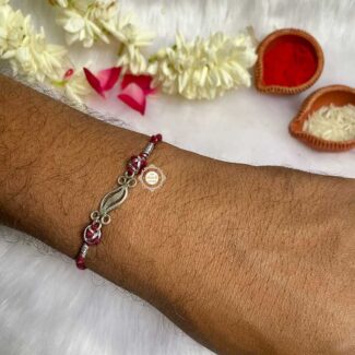 Sterling Silver 'Strong Bond' Rakhi (Maroon)