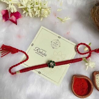 Sterling Silver 'Shahi Kundan' Rakhi (Red) (Big)