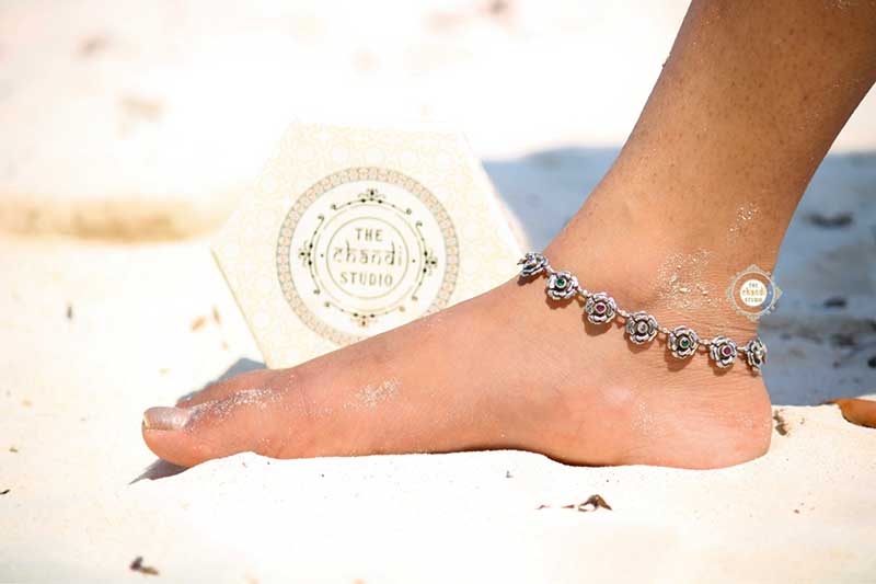 Rose Pure Silver 925 Ankle Bracelet/Payal