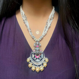 Sterling Silver Muhurat Layered Chaand Necklace