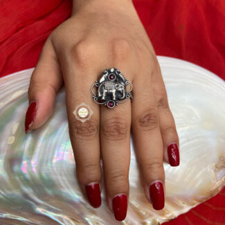 Parrot Elephant Ruby Ring