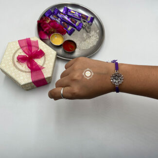 Sterling Silver Glass Stone Rakhi (Purple)