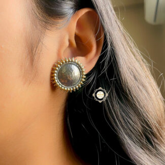 Rozana Hammered Studs Dual Tone