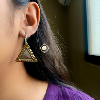 Trikona Earrings Dual Tone