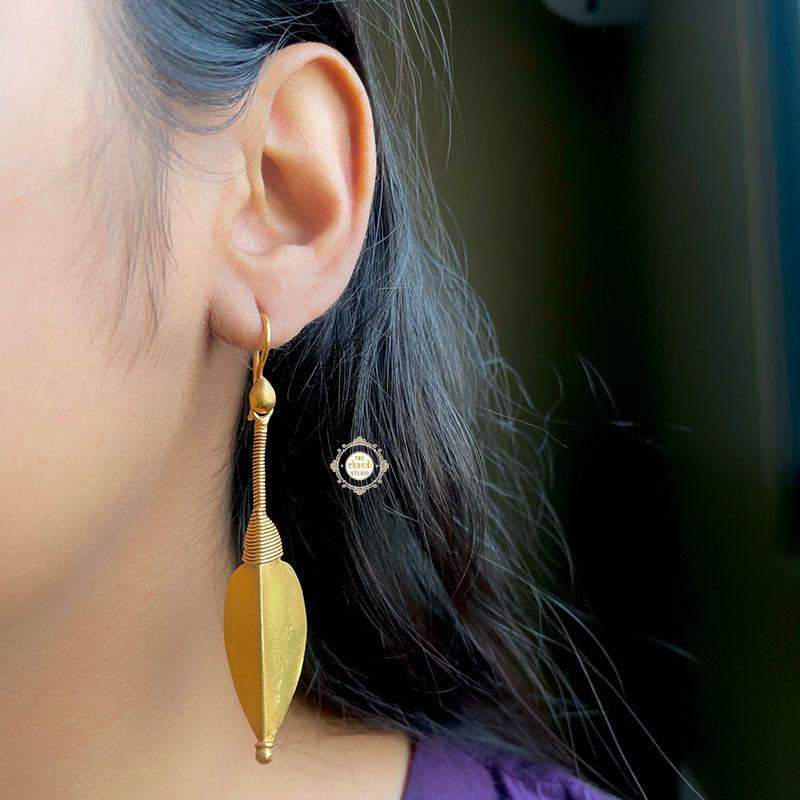 Full Gold Tribal Leaf Earring