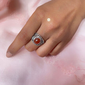 Red Onyx Semi Precious Stone Ring