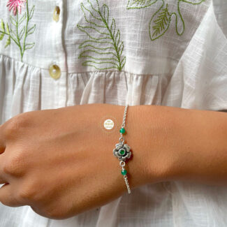 Dilkash Rose Chain Bracelet (Green)