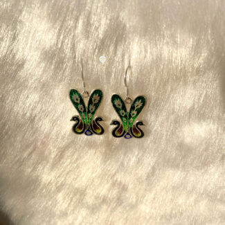 Peacock Hook Enamel Earring