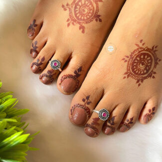 925 Solid Silver Round Rangoli Toe Ring