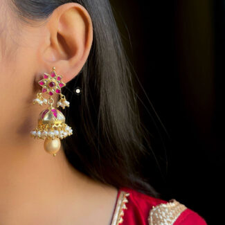 Kundan Pearl Full Gold Earring