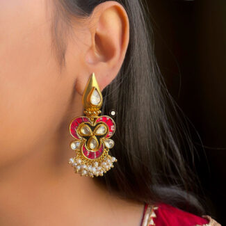 Kundan Pearl Full Gold Earring