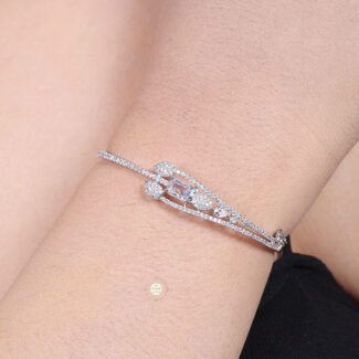 Sparkling Silver Blushing Blossom Cuff