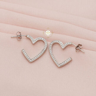 Sparkling Silver Heart Earring