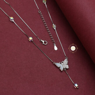 Sparkling Silver Butterfly Necklace