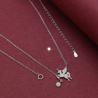 Sparkling Silver Unicorn Necklace