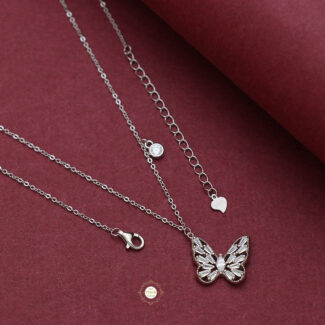 Sparkling Silver Butterfly Necklace