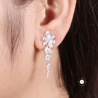 Sparkling Silver Exotic Flower Earring